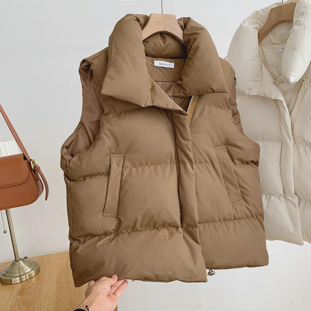 Dames Elegante Winter Gilet met Standkraag - Warm en Stijlvol Casual Buitenkleding