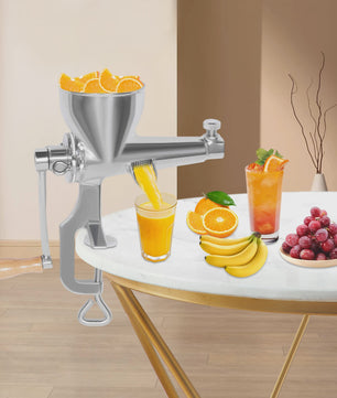 Handmatige Sapcentrifuge voor Fruit en Groenten - Roestvrij Staal & Hout