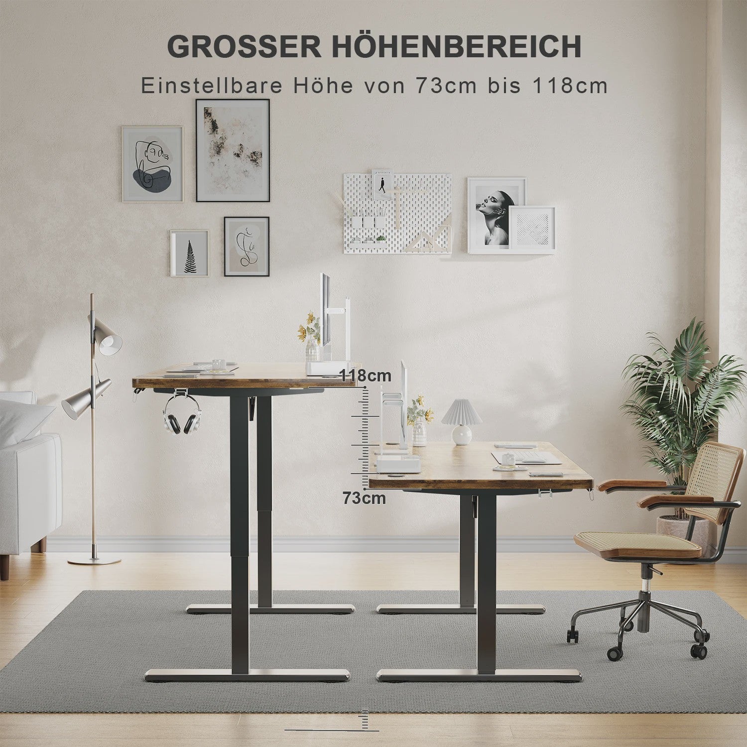 Elektrisch In hoogte Verstelbaar Bureau 120x60 cm met USB-poort - Ergonomisch Thuiswerk Bureau
