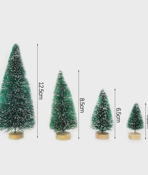 Set van 5 of 8 Mini Kerstboompjes - Tafeldecoratie met Houten Voet