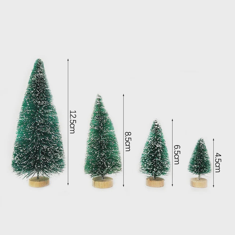 Set van 5 of 8 Mini Kerstboompjes - Tafeldecoratie met Houten Voet