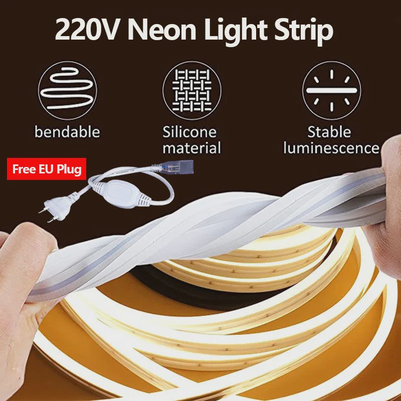20 Meter Flexibele LED Neon Strip - 220V IP67 Waterdicht - Zonder Korreligheid - Binnen & Buiten Gebruik