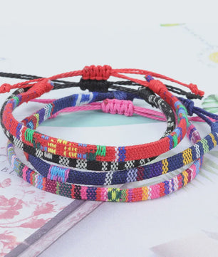 Handgemaakte Boho Anklet Armband - Geweven Stof, Verstelbaar, Beach & Ethnic Stijl