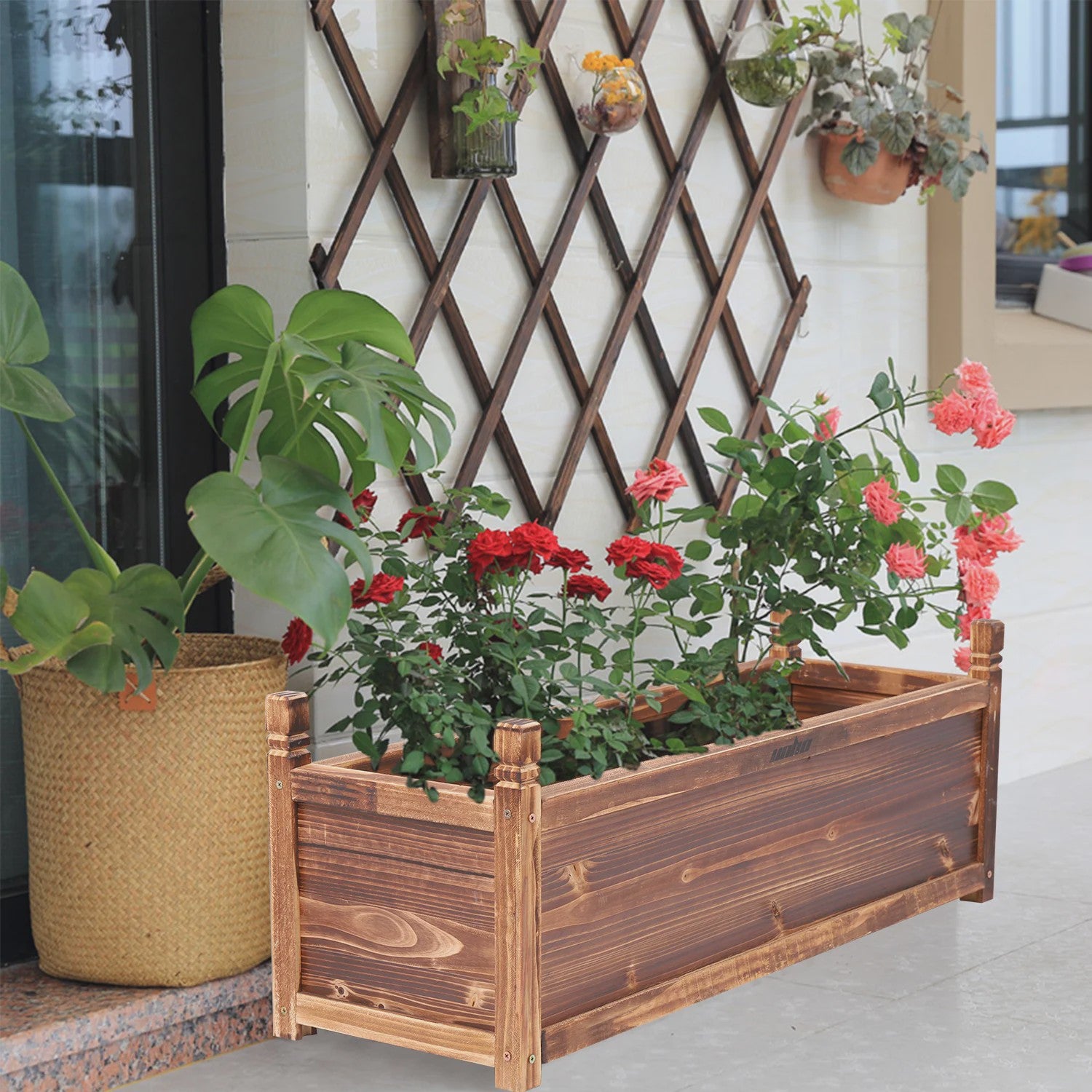 Stevige Houten Rechthoekige Bloembak Verhoogd Bed - 90cm