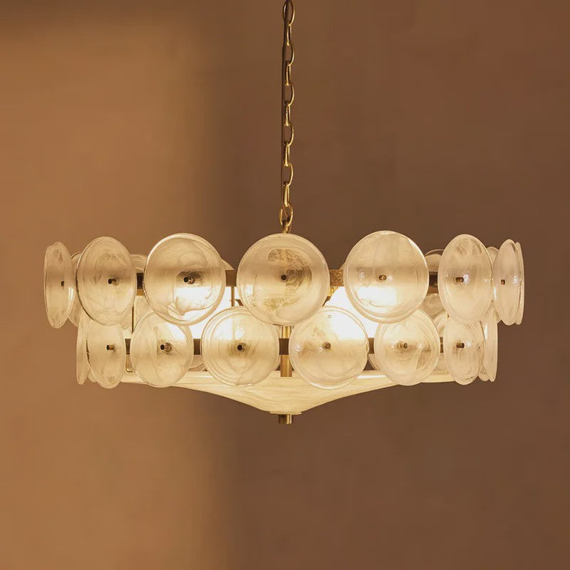 Lorenzo Design Kroonluchter - Italiaans Amber & Groen Art Glass, Bauhaus Stijl