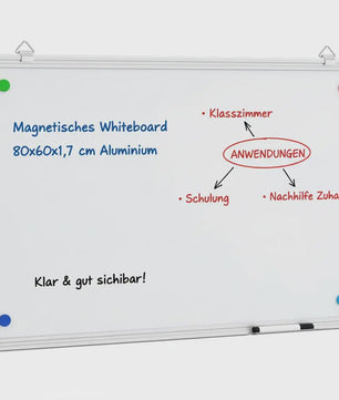 Magnetisch Whiteboard 80x60 cm met Aluminium Frame - Ideaal voor Kantoor en Thuis