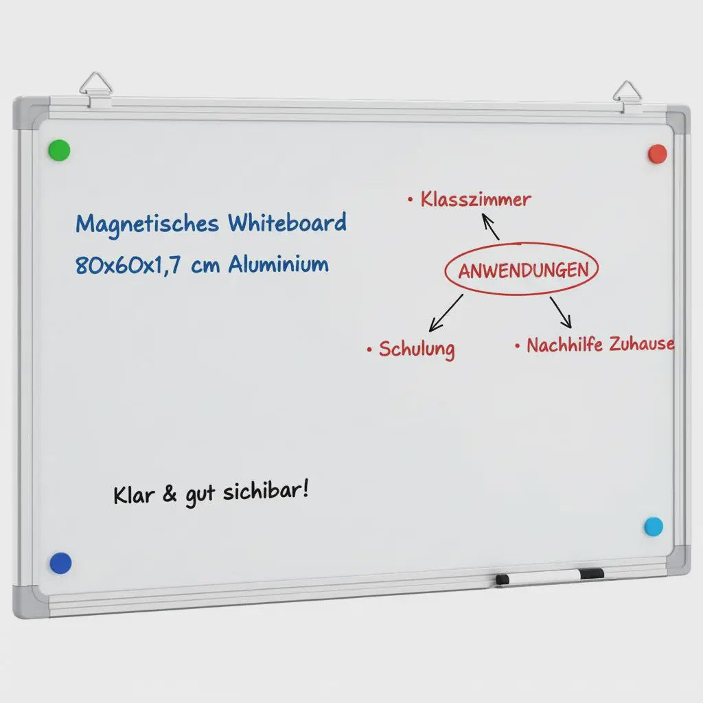 Magnetisch Whiteboard 80x60 cm met Aluminium Frame - Ideaal voor Kantoor en Thuis