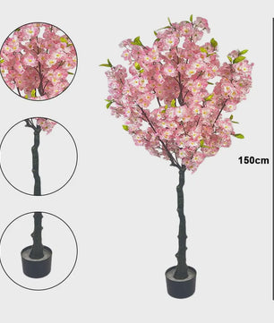 Realistische Kunst Cherry Blossom Boom - Roze Zijde Bloesems - 120cm of 150cm - Verstelbare Takken - Moderne Pot