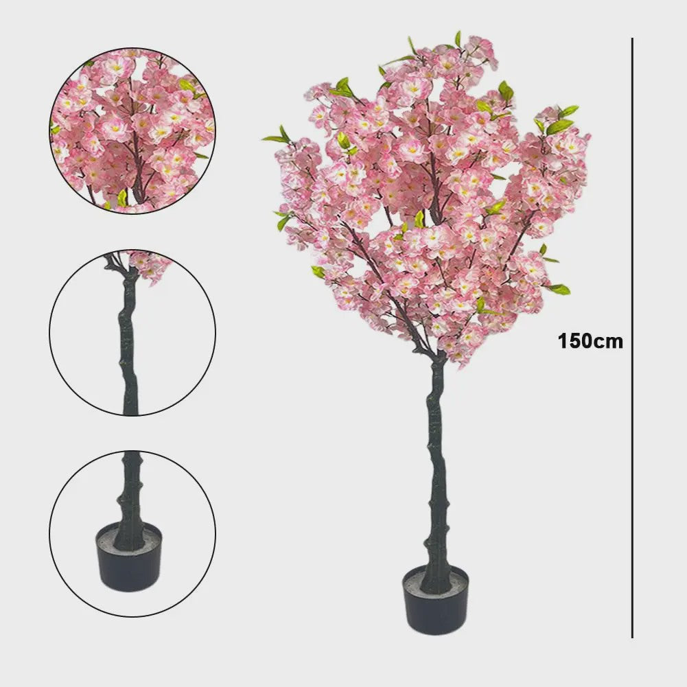 Realistische Kunst Cherry Blossom Boom - Roze Zijde Bloesems - 120cm of 150cm - Verstelbare Takken - Moderne Pot