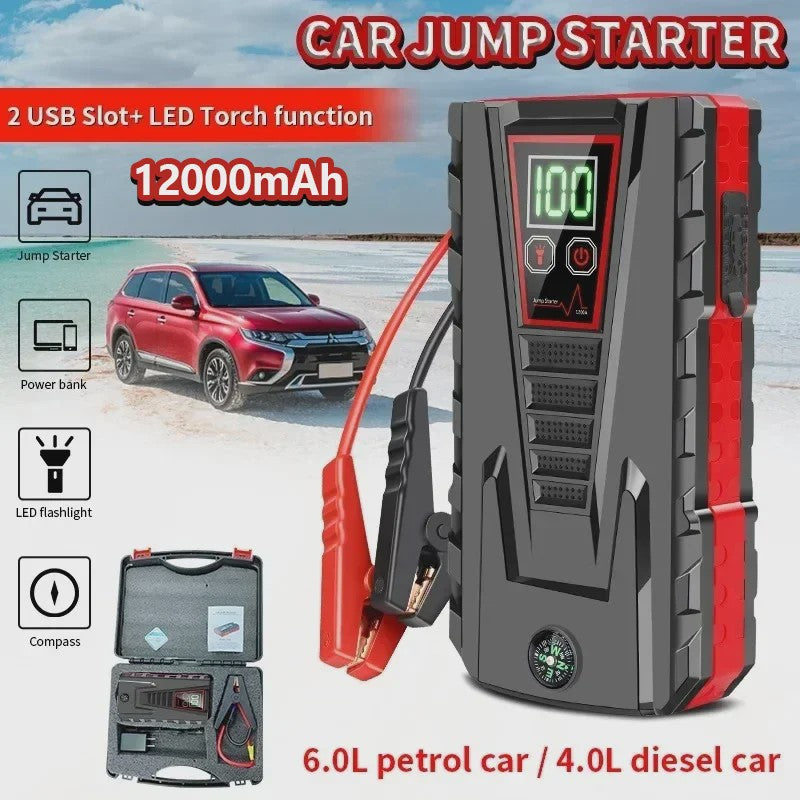 DWiusty 12000mAh Powerbank & Auto Start Booster: Start Benzine/Diesel Auto's Direct & Noodstroom