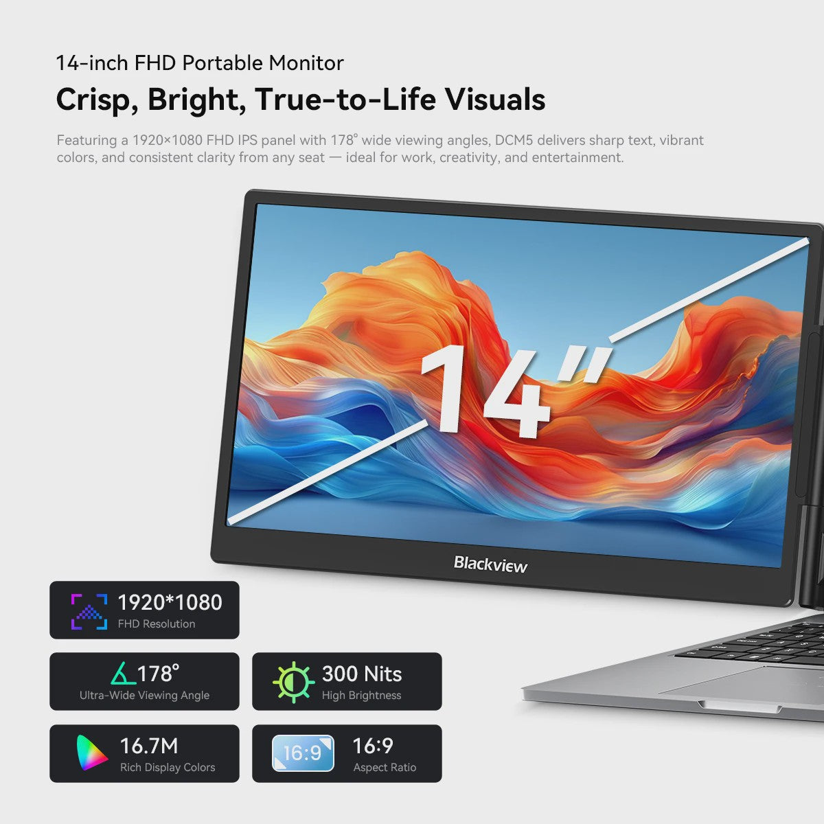 Blackview DCM5 Draagbare Laptop Extender - 14" IPS Dual Screen