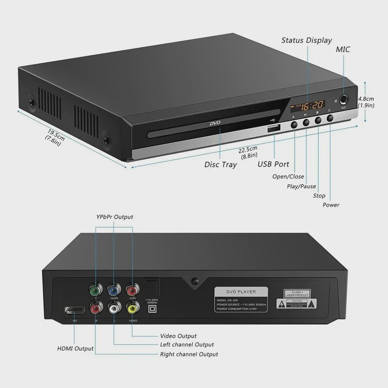HD 1080P DVD Speler - Alle Regio's Vrij & USB Poort