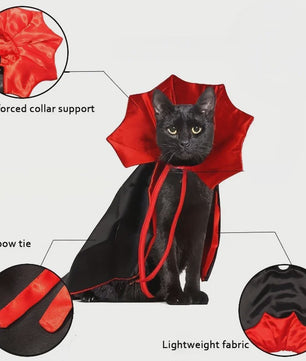Halloween Vampier Cape & Hoed Set voor Katten - Feestelijke Verkleedkostuum