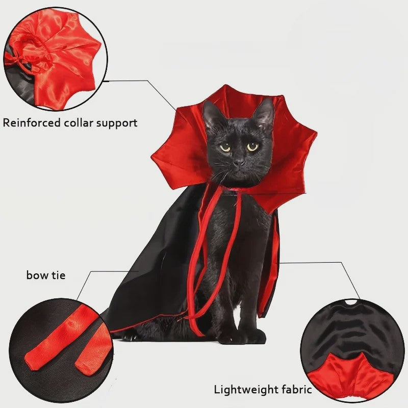 Halloween Vampier Cape & Hoed Set voor Katten - Feestelijke Verkleedkostuum