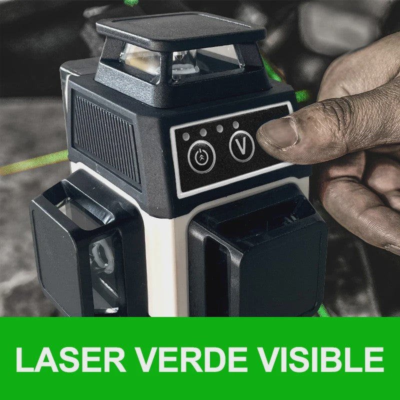 Pracmanu 3D Laserwaterpas met 12 Groene Lijnen - Zelfnivellerend Kruislijn Laser