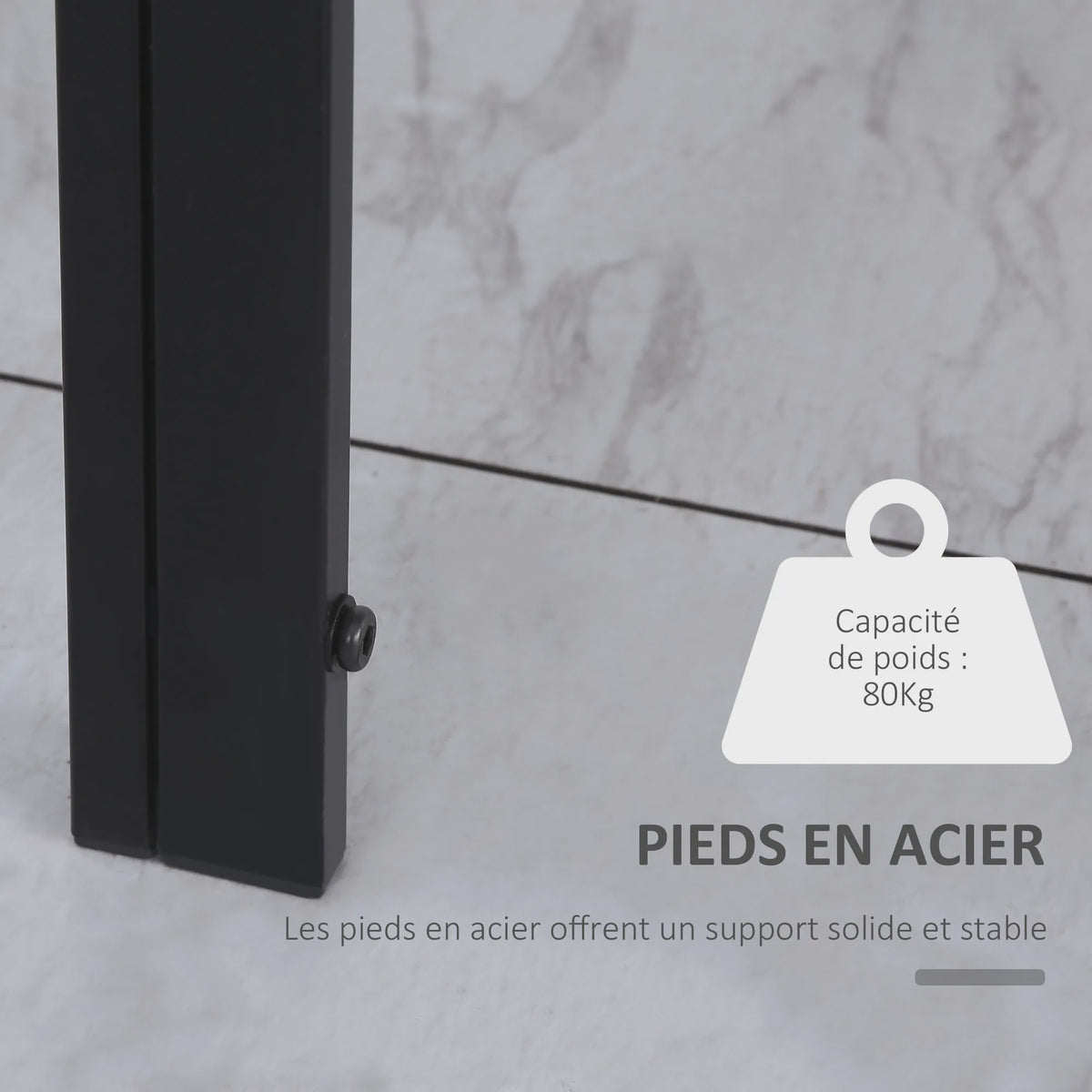 HOMCOM Rechthoekige Eettafel voor 4 Personen - 120x60x75 cm - Keukentafel met Gehard Glazenblad en Stalen Poten