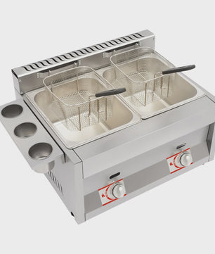 Professionele Gas Friteuse 12L Dubbele Tank RVS - Compact & Efficiënt