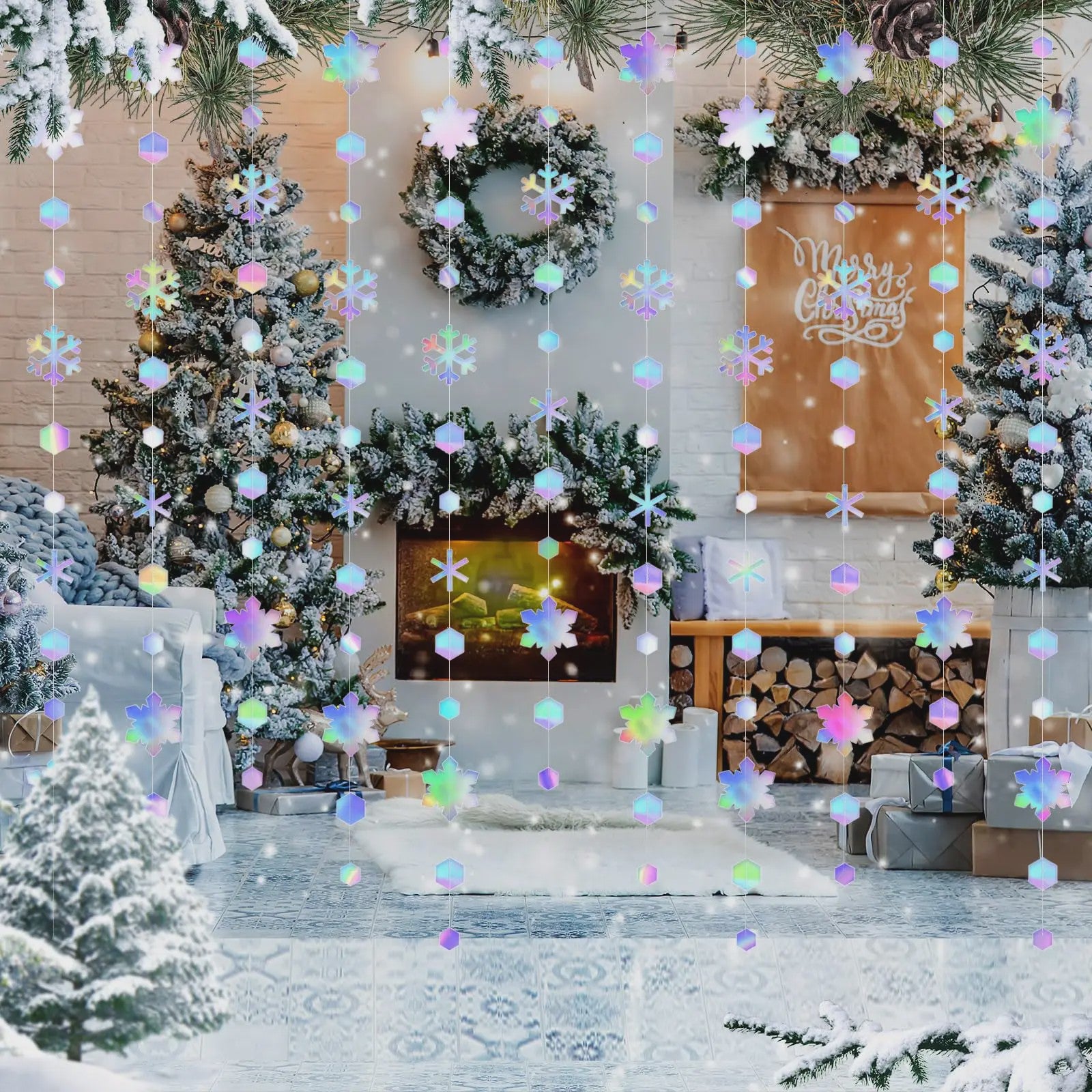 Iridescent Sneeuwvlok Slirngen - 4/8/12/16 Meter Decoratie voor Feestjes