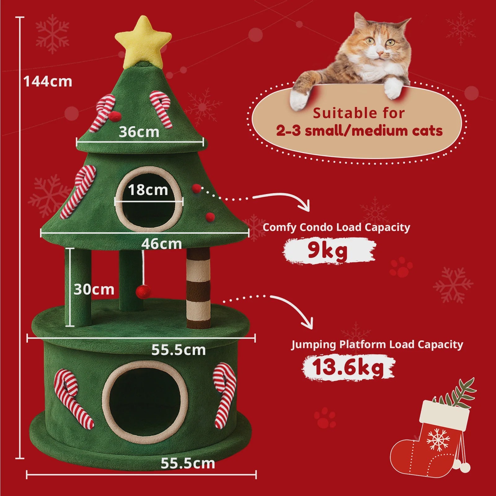 Kerstboom Kattenkrabpaal: Speelparadijs met Meerdere Verdiepingen en Krabmogelijkheden
