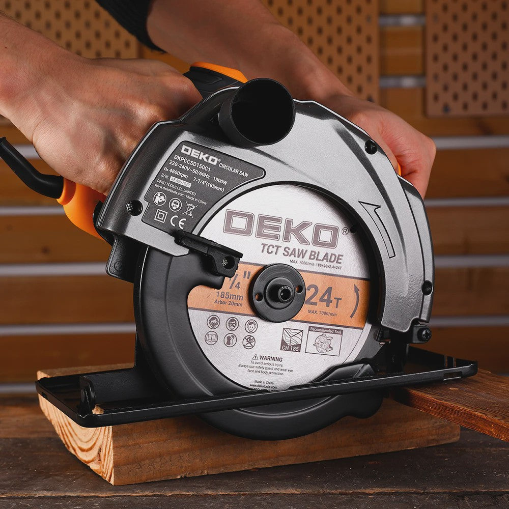 DEKO DKCS Elektrische Cirkelzaag 1500W - 185mm Multifunctioneel met Handgreep