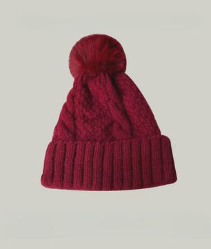 Warme Gebreide Wintermuts met Pluche Pompom - Stijlvol & Veelzijdig
