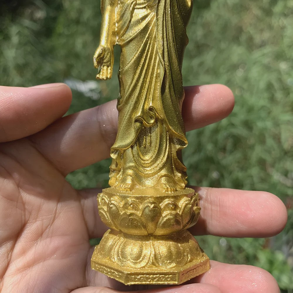 5-inch Gouden Shakyamuni Boeddha Standbeeld - Traditionele Chinese Stijl Decoratie & Cadeau