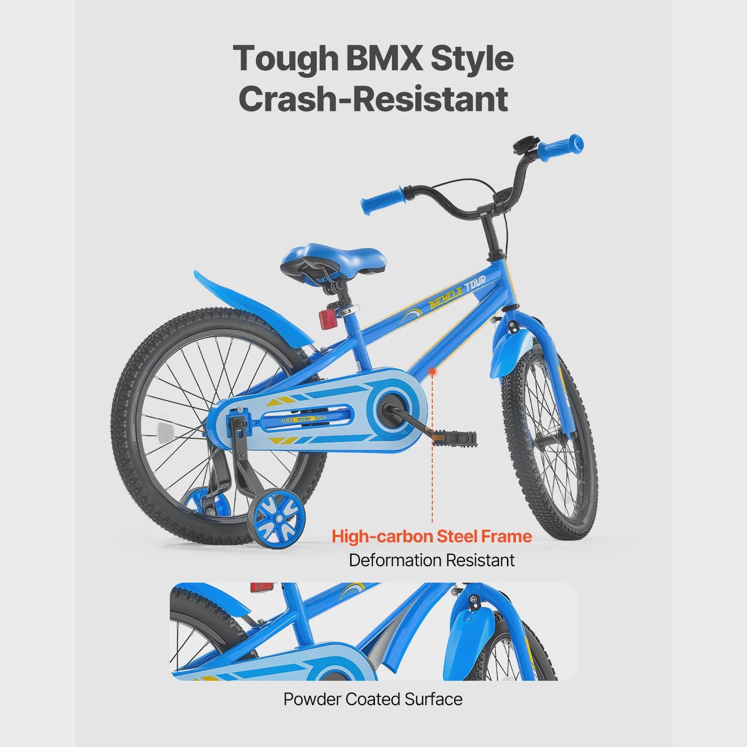 Kinderfiets BMX Stijl Blauw - 14, 16, 18 inch - Met Zijwieltjes
