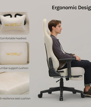 WOLTU Ergonomische Gaming en Bureau Stoel met Verstelbare Armleuningen en Voetensteun