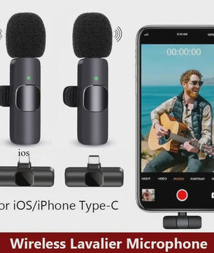 Draadloze Lavalier Microfoon voor iPhone, Android & Laptop - Helder Geluid & Ruime Ontvangst
