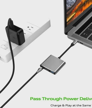 USB-C Hub 3-in-1 Docking Station met 4K HDMI, PD Fast Charge & USB 3.0