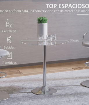 Ronde Eettafel met Glazen Tafelblad - Compact voor 2 Personen