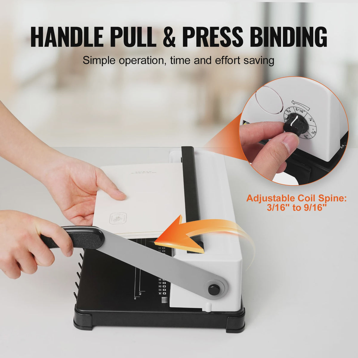 Handmatige Spiraalbindmachine voor Boeken - 34 Gaten, 120 Vel Capaciteit, Verstelbare Marge