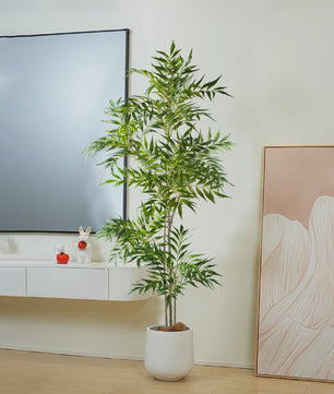 Grote Kunstplant 78-140cm - Real Touch Palmboom met Bamboe-look Bladeren voor Huis & Kantoor