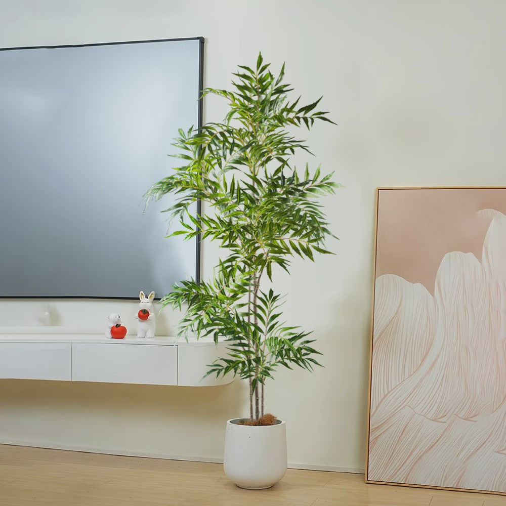 Grote Kunstplant 78-140cm - Real Touch Palmboom met Bamboe-look Bladeren voor Huis & Kantoor