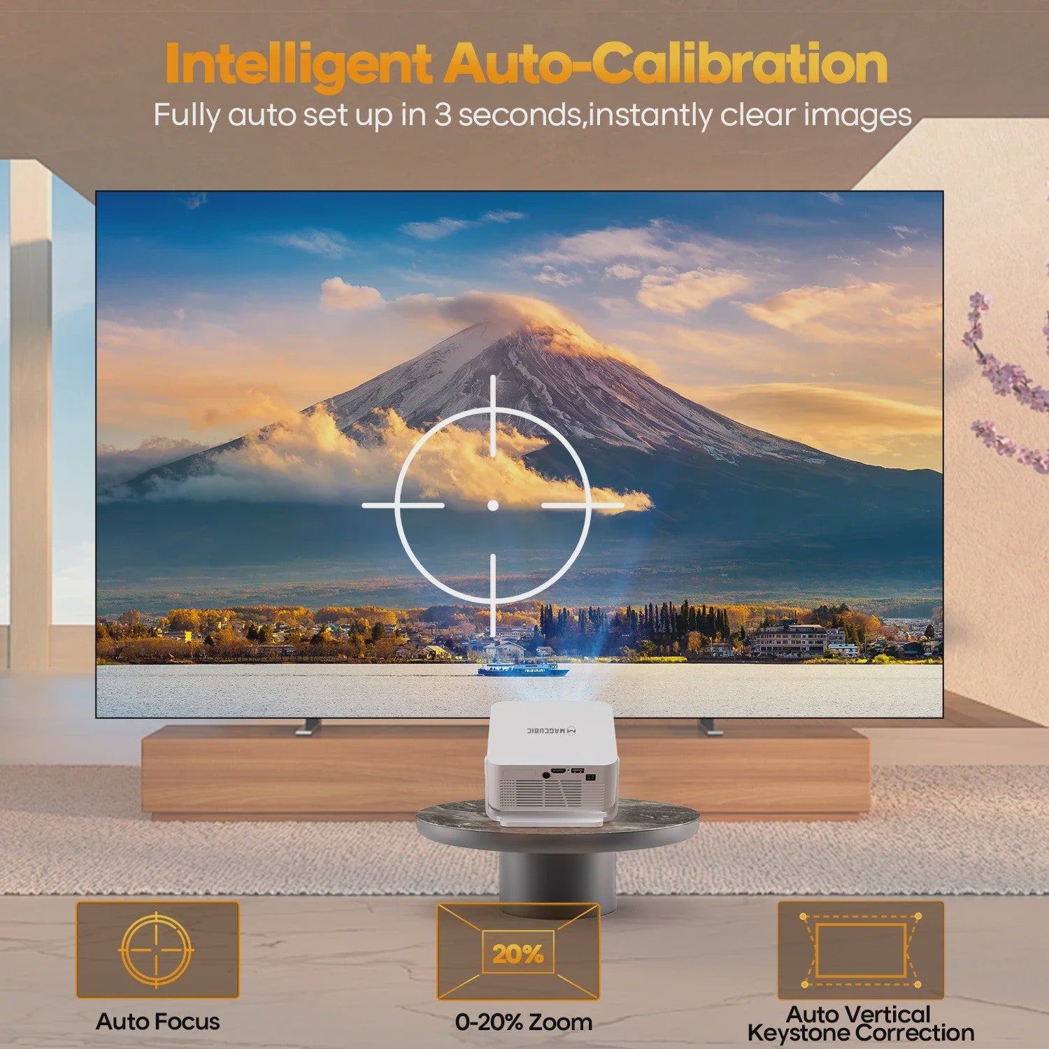 Magcubic HY300Max: Draagbare Projector met Android 14, 400 ANSI, 8K Ondersteuning, Auto Focus & WiFi6