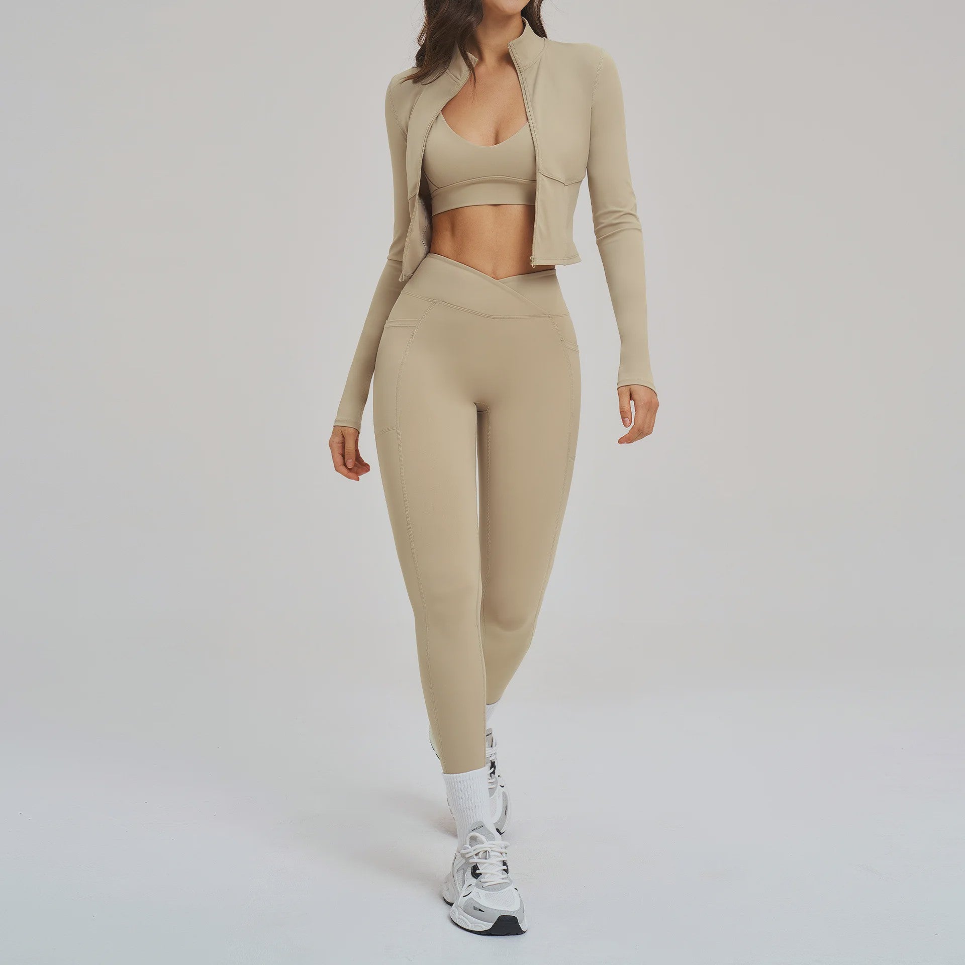 3-delige Yogaset Dames: Long Sleeve Top, Sport BH & Legging