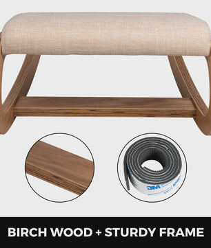 Ergonomische Kniekruk met Dik Zitkussen - Houten Schommelstoel voor Betere Houding