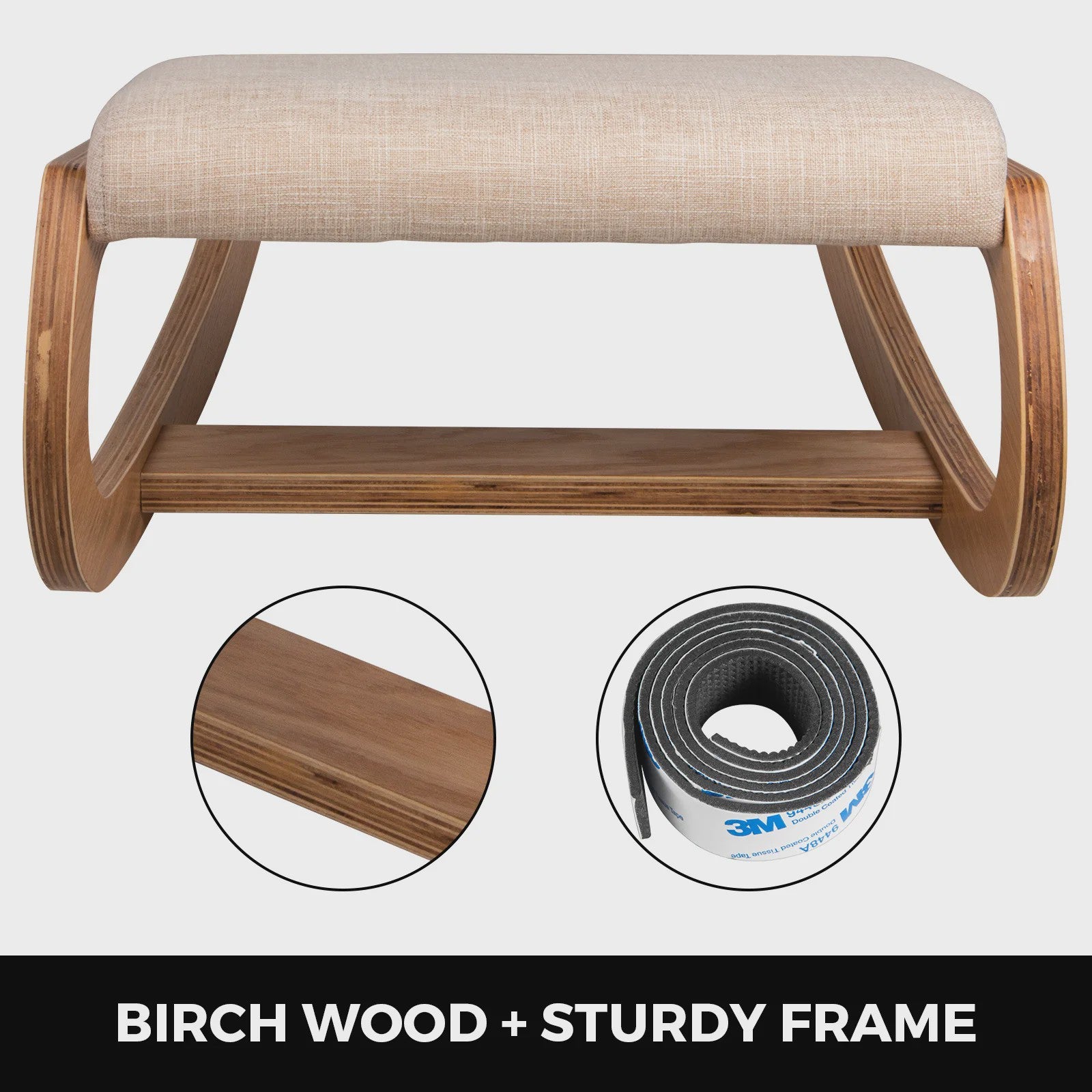 Ergonomische Kniekruk met Dik Zitkussen - Houten Schommelstoel voor Betere Houding