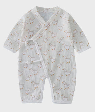 Mousseline Katoen Romper met Lange Mouwen voor Baby's (0-24M) - Unisex Jumpsuit voor Jongens & Meisjes