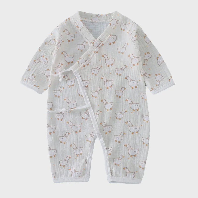 Mousseline Katoen Romper met Lange Mouwen voor Baby's (0-24M) - Unisex Jumpsuit voor Jongens & Meisjes