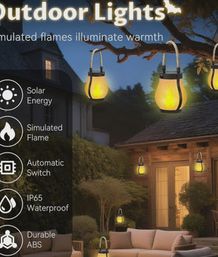 Zonne-energie Vlam Lantaarn - Sfeervolle Decoratie voor Tuin, Terras & Camping