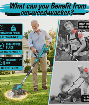 Draadloze Grasmaaier & Trimmer 9-Inch 300W - Telescopisch & Borstelloos