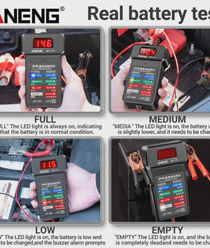 Digitale Auto Accu Tester 12V ANENG BT-171 met LED Display en Krokodillenklemmen