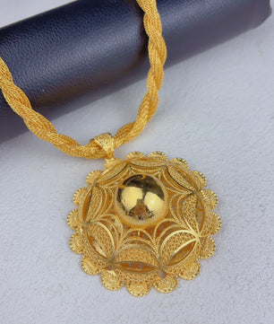 Gouden Sieraden Set Dames 24k Verguld - Afrikaans/Indisch Design met Grote Hanger - Bruiloft & Cadeau