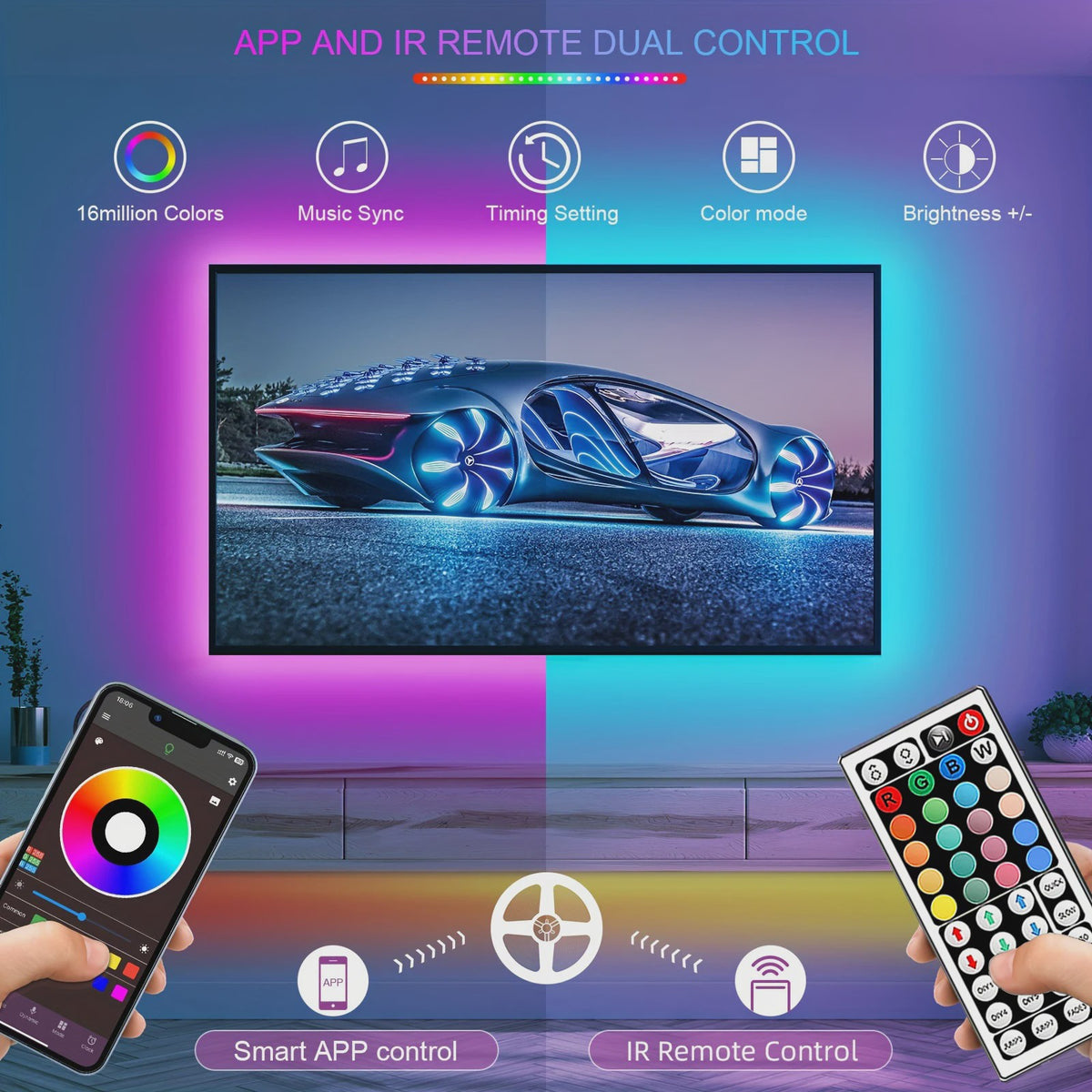 RGB LED Strip Verlichting - Flexibel, APP & Afstandsbediening - 5m t/m 30m - Sfeervolle Decoratie
