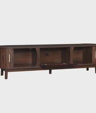 Bruin TV-meubel met Schuifdeuren & Open Vakken - 165 cm Breed - Geschikt voor TV tot 65 inch