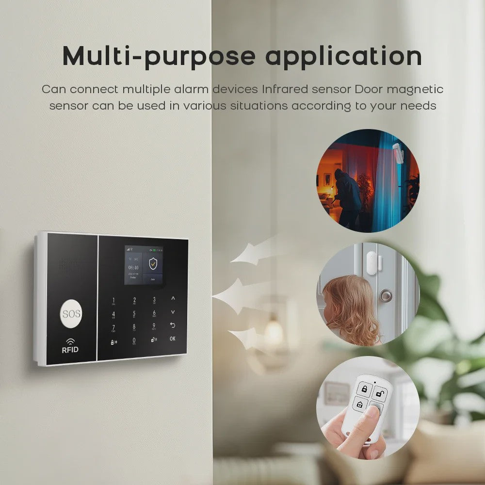 Tuya Smart Home Beveiligingssysteem met 4G WiFi, APP Meldingen en Bewegingsdetector