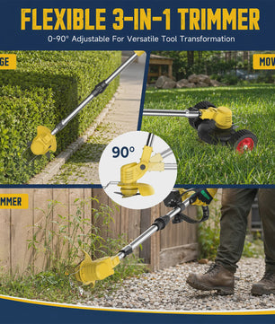 Accu Grastrimmer met Wielen - 3-in-1 Bosmaaier & Kantensnijder - 21V