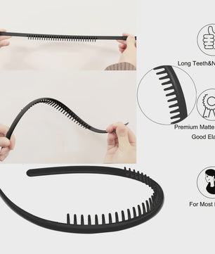 Set van 2 Antislip Plastic Hoofdbanden met Tandenkam - Modieus & Moeiteloos voor Dames, Heren & Sport
