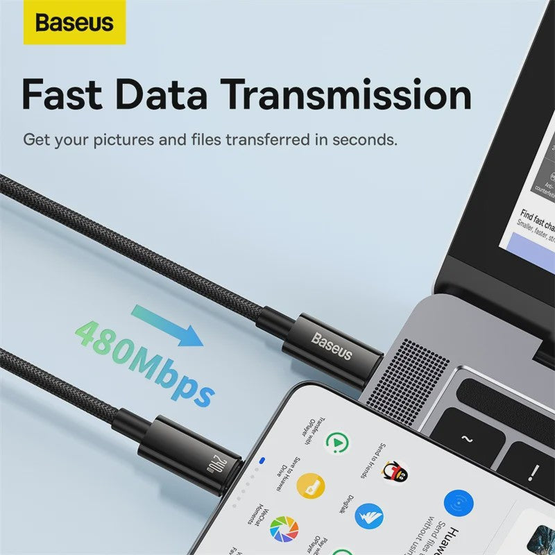 Baseus 240W PD 3.1 USB-C Kabel - Snel Opladen voor MacBook, Samsung, Xiaomi, iPad
